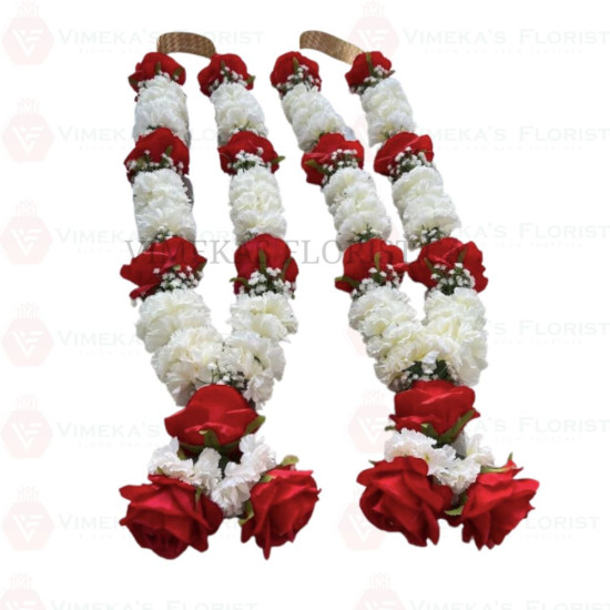 Red Rose + White Carnation Garland (Each)